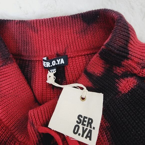 NEW Ser.O.Ya Ida Knit Distressed Red Tie-Dye Drawstring Jogger Track Pants - Picture 8 of 11